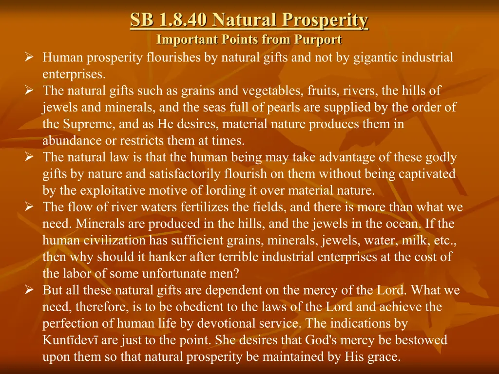 sb 1 8 40 natural prosperity important points