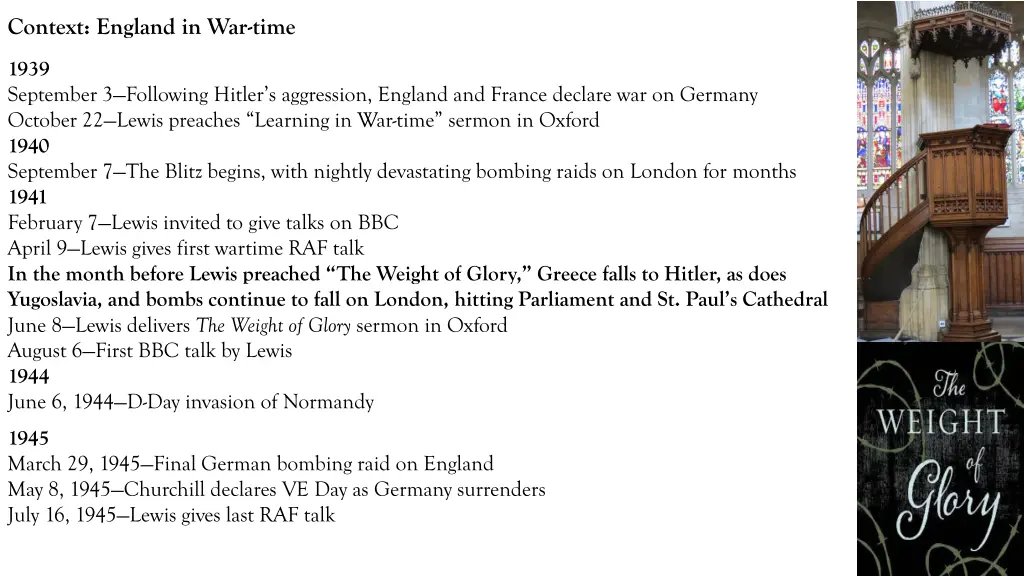 context england in war time