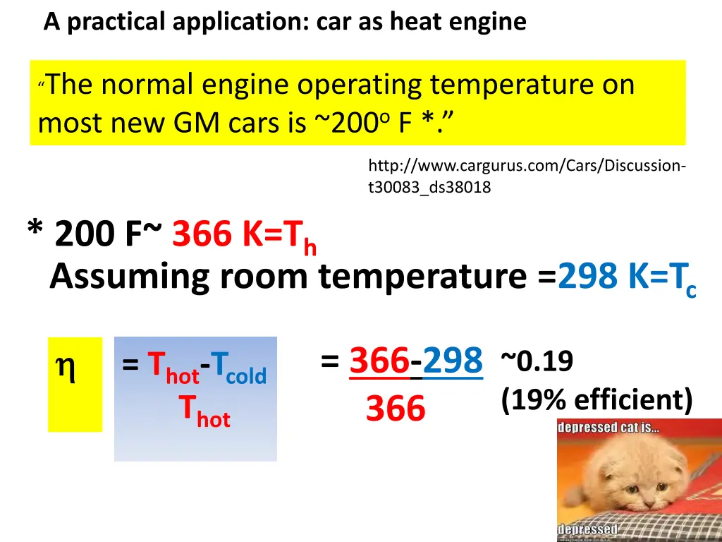 a practical application car as heat engine