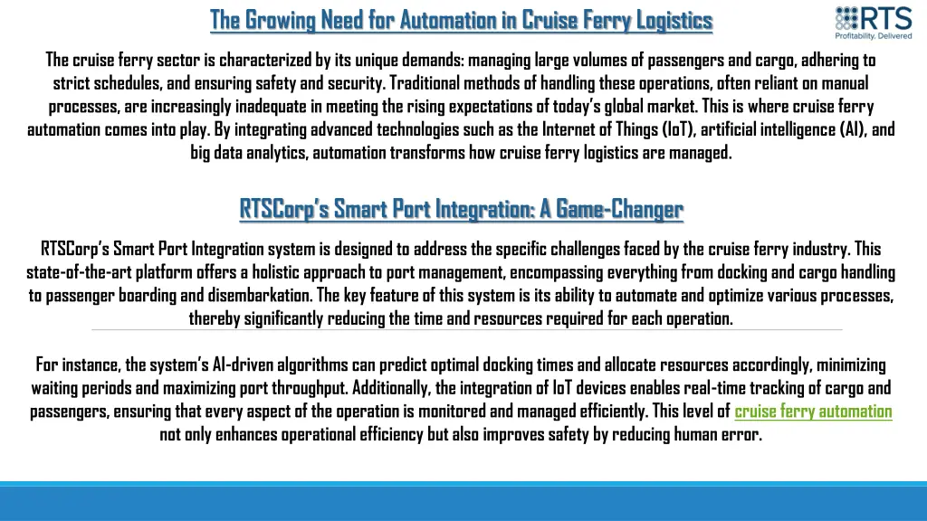 the growing need for automation in cruise ferry