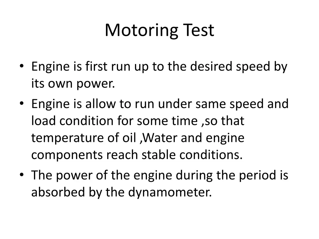 motoring test