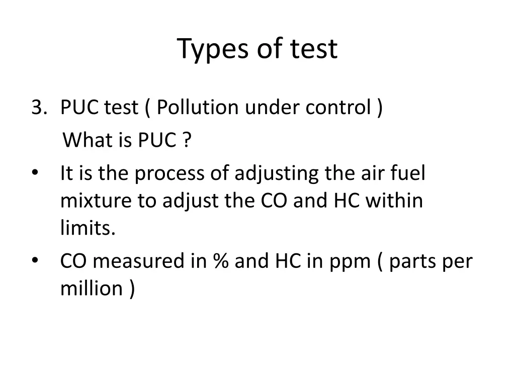 types of test 2