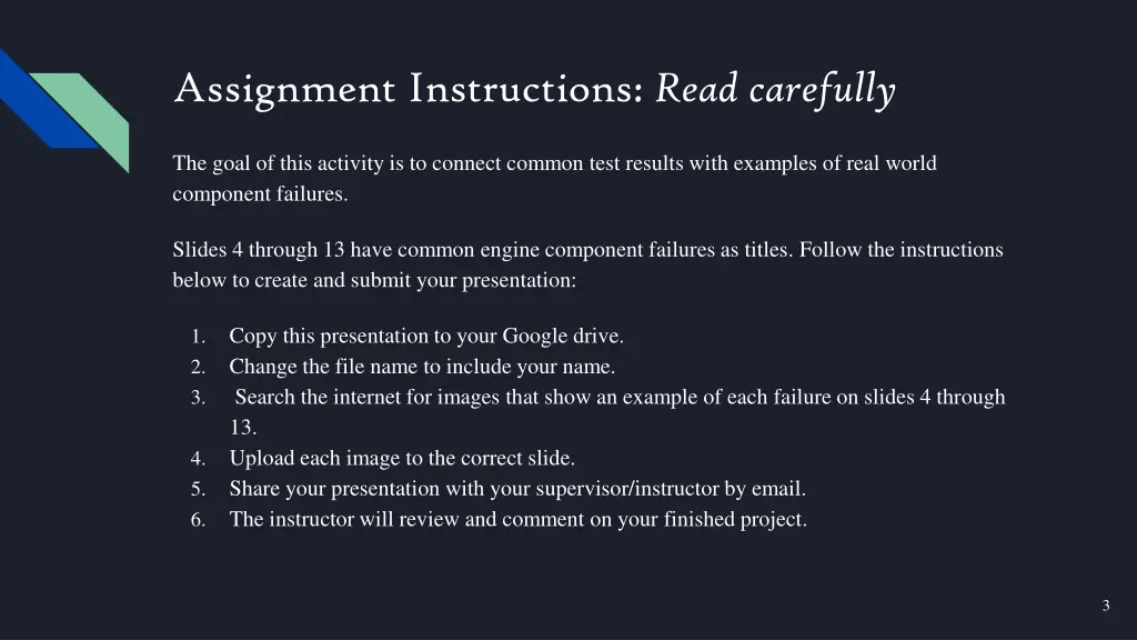 assignment instructions read carefully