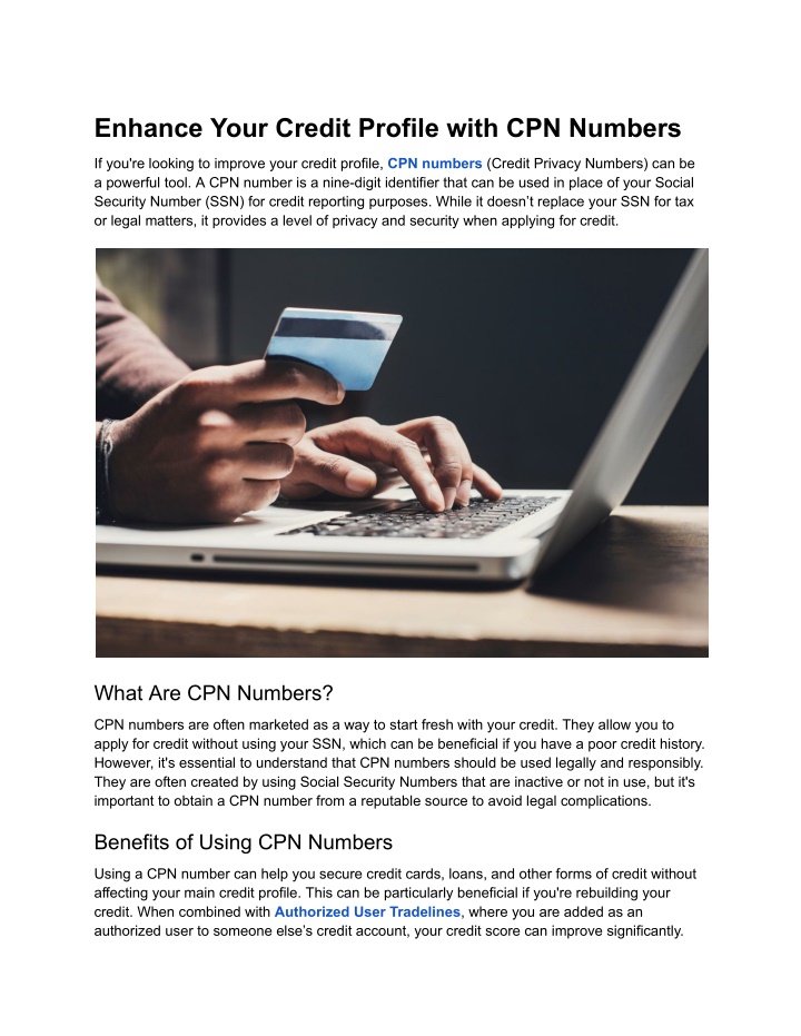 enhance your credit profile with cpn numbers