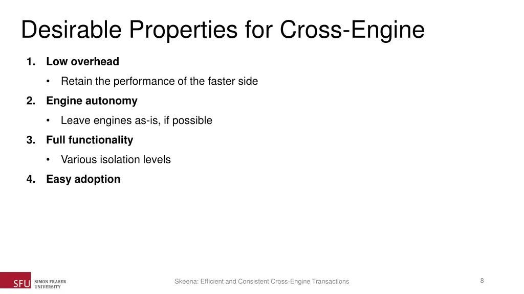 desirable properties for cross engine