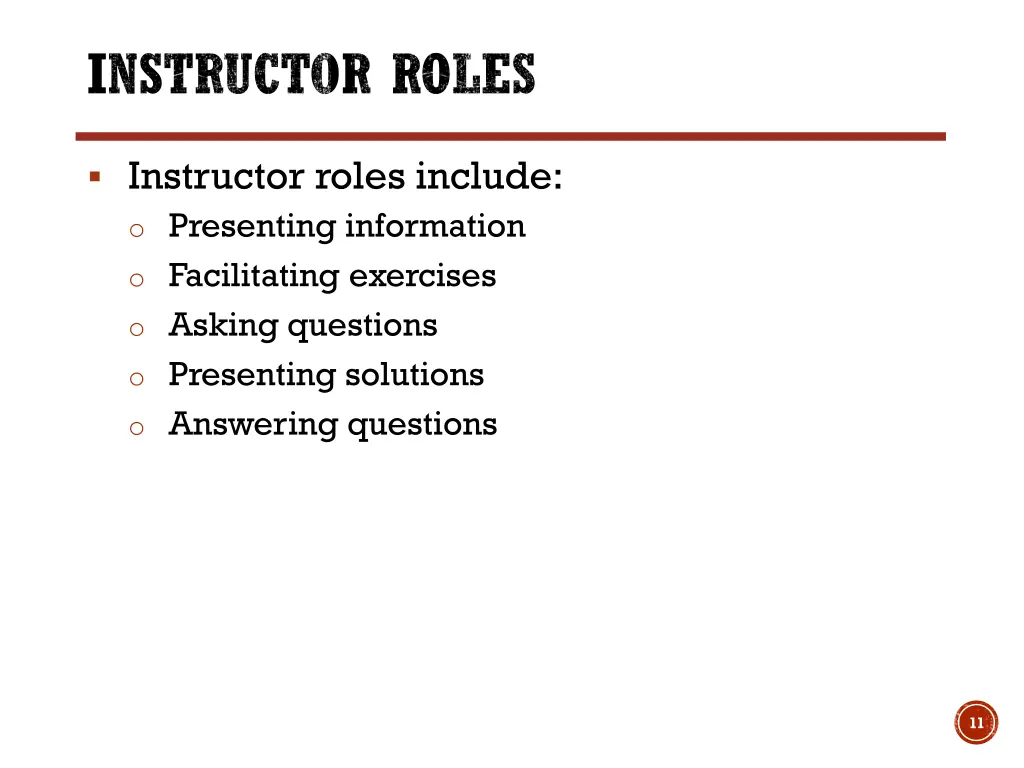 instructor roles