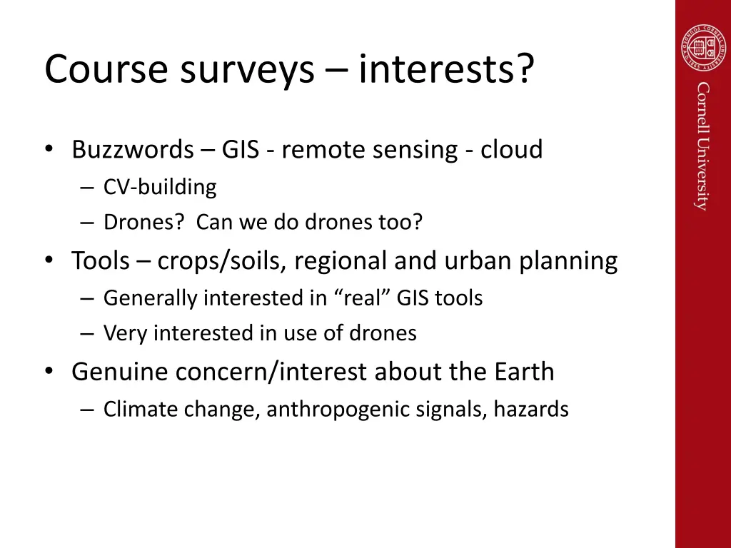 course surveys interests