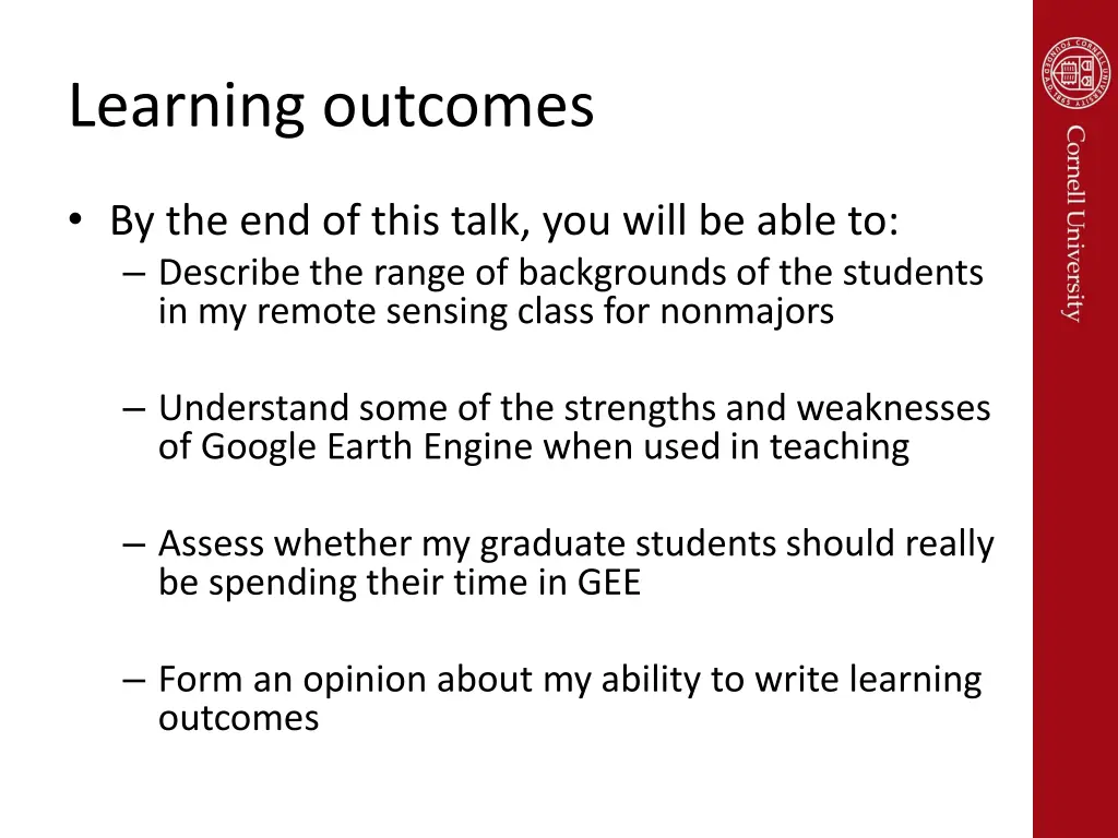 learning outcomes