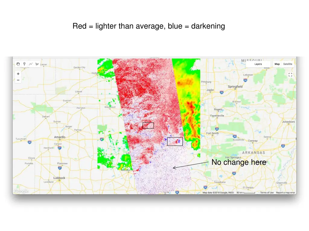 red lighter than average blue darkening