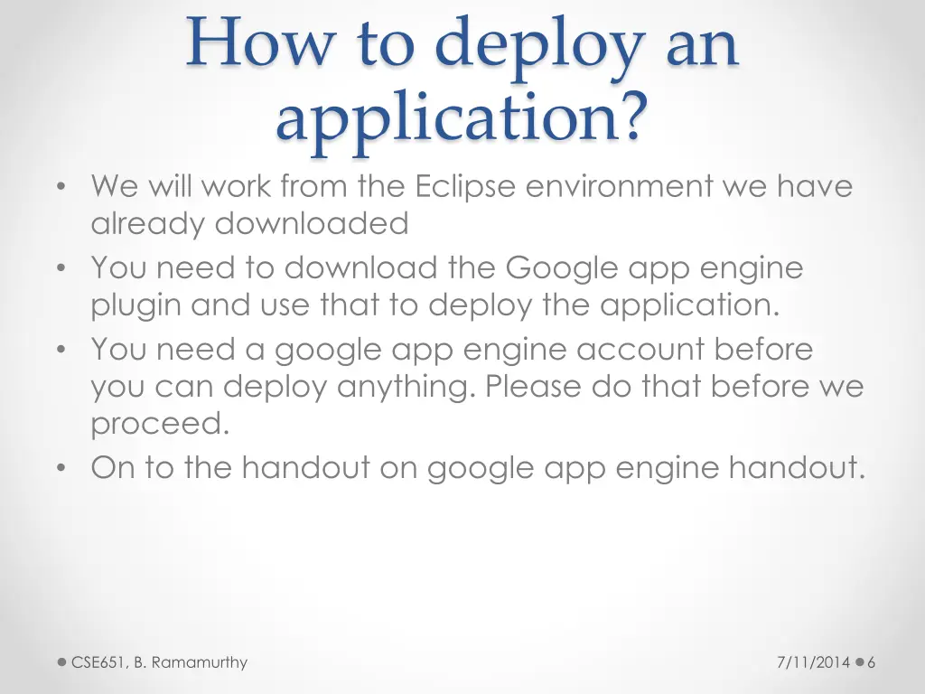 how to deploy an application we will work from