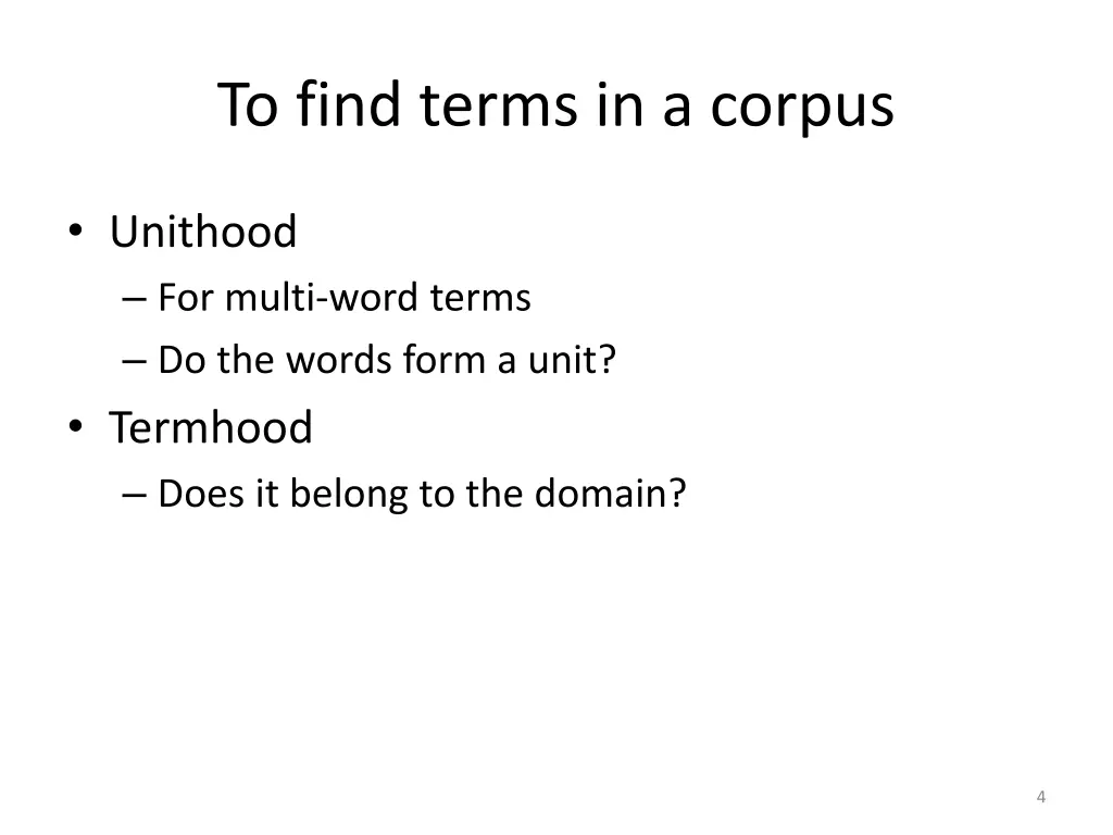 to find terms in a corpus