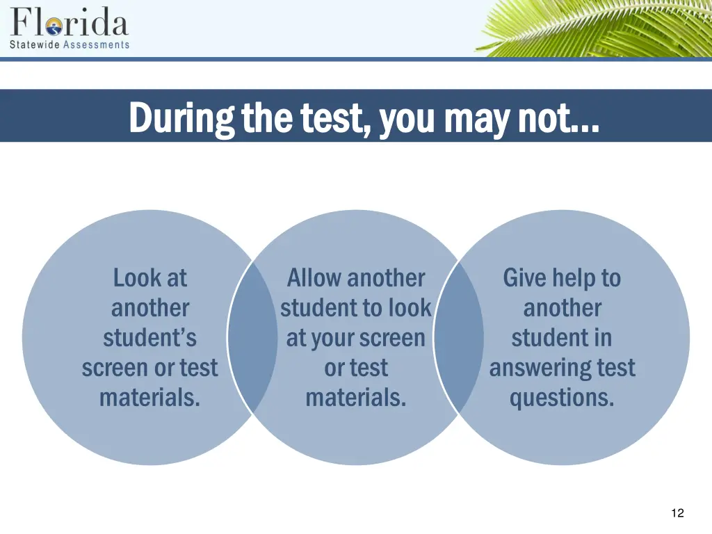 during the test you may not during the test