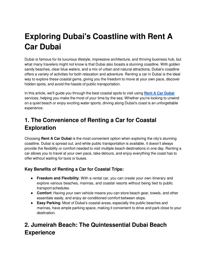 exploring dubai s coastline with rent a car dubai