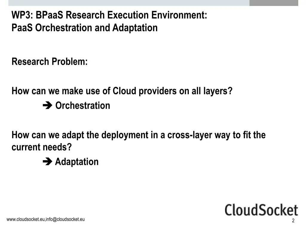 wp3 bpaas research execution environment paas