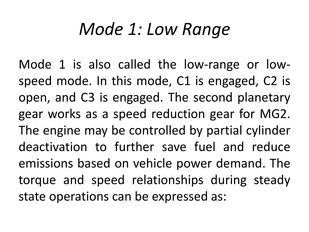 mode 1 low range