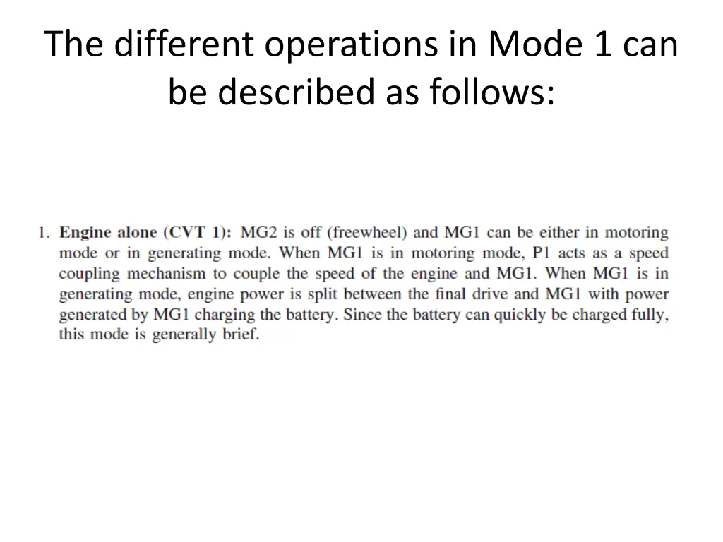 the different operations in mode