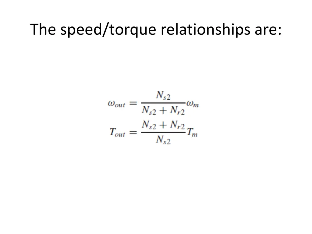 the speed torque relationships are