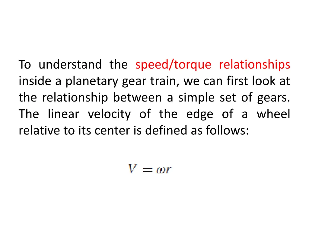 to understand the speed torque relationships