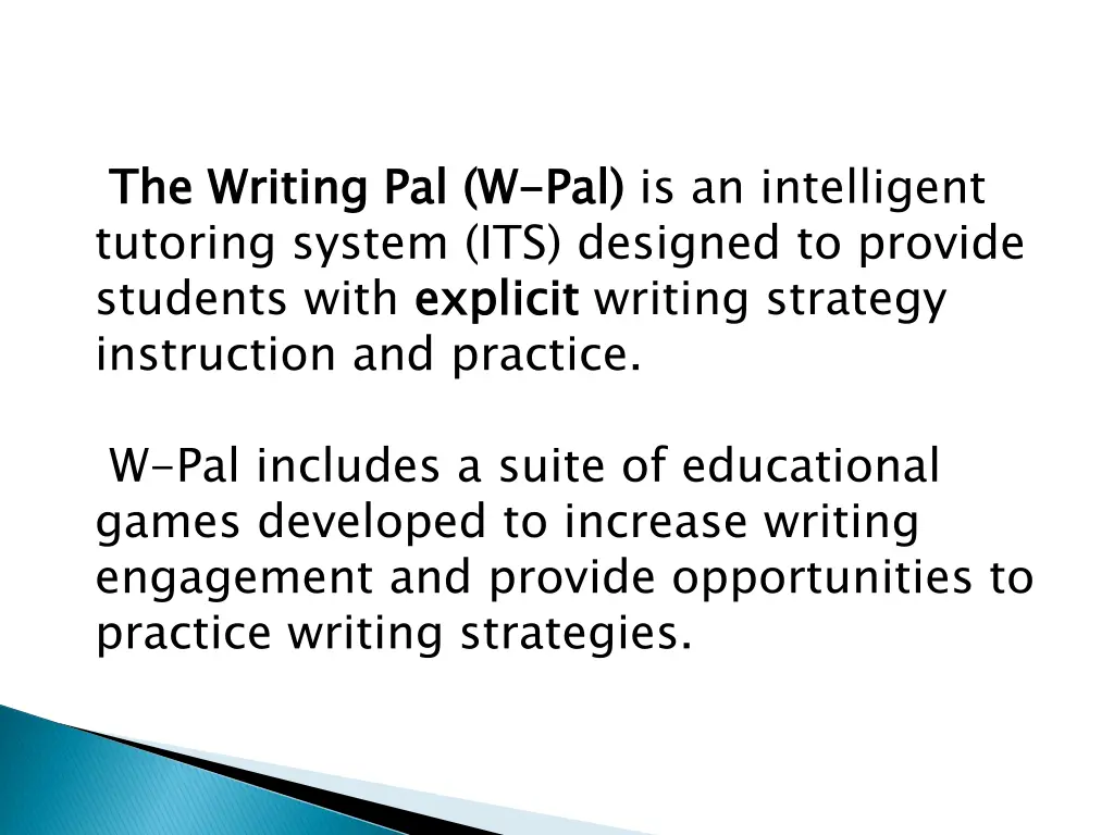 the writing pal w tutoring system its designed