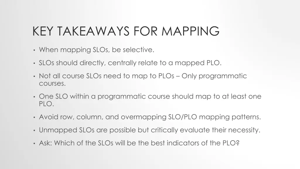 key takeaways for mapping