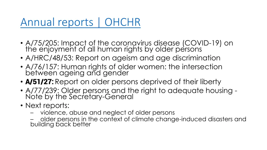 annual reports ohchr