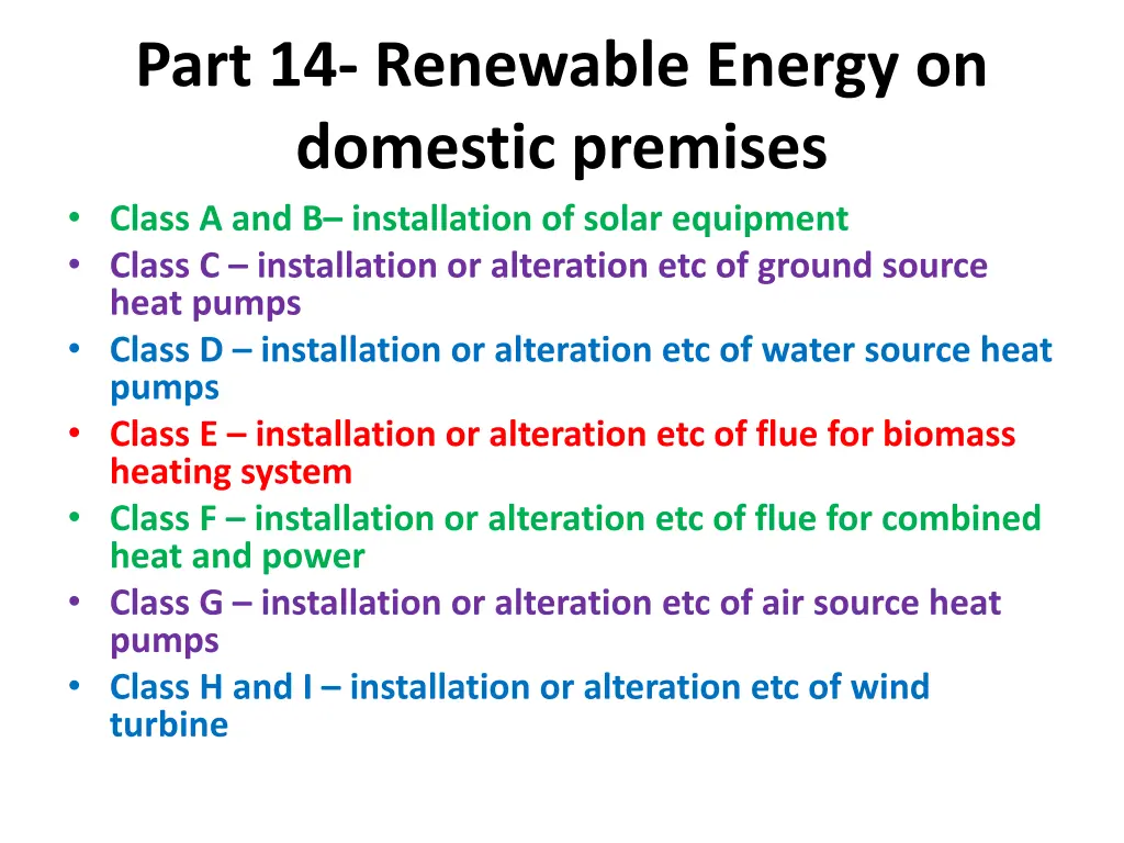 part 14 renewable energy on domestic premises