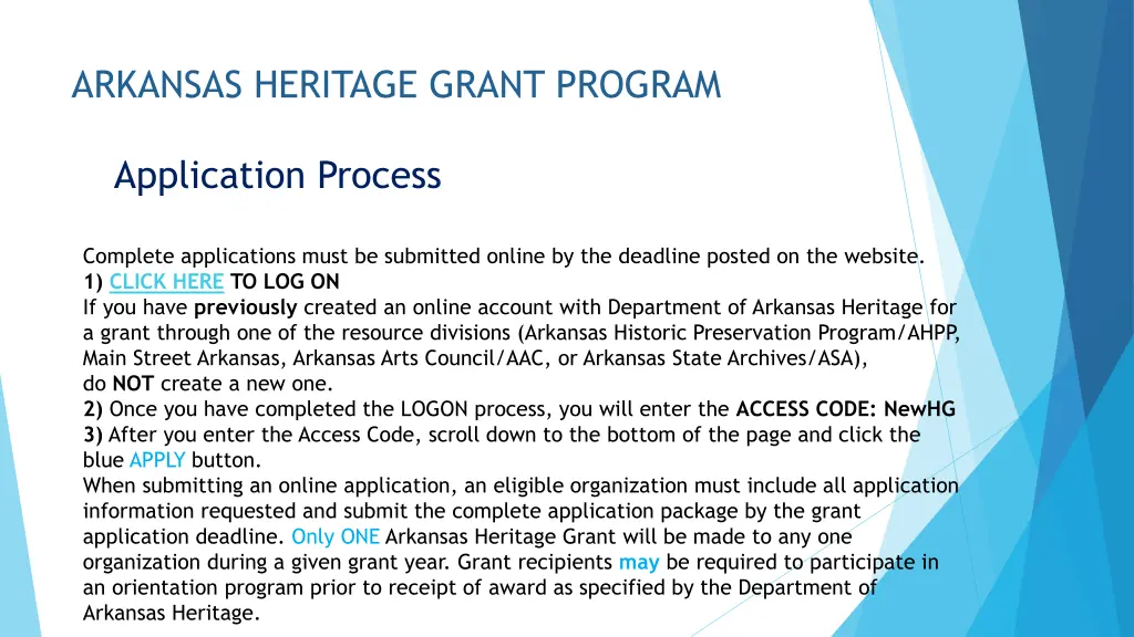 arkansas heritage grant program 12