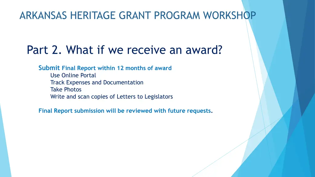 arkansas heritage grant program workshop 2