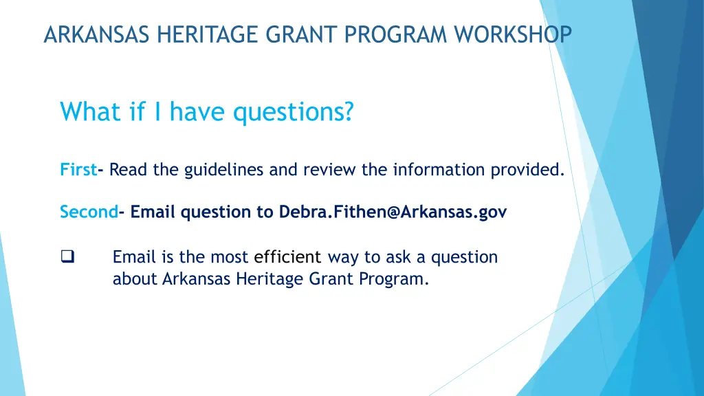 arkansas heritage grant program workshop