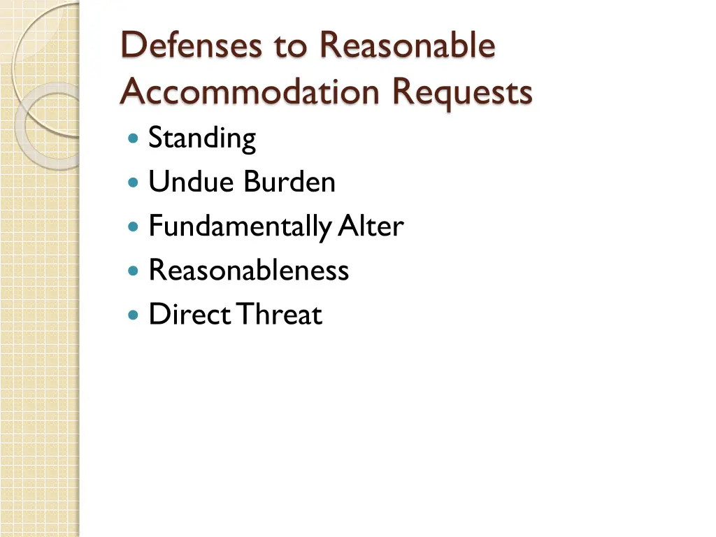 defenses to reasonable accommodation requests