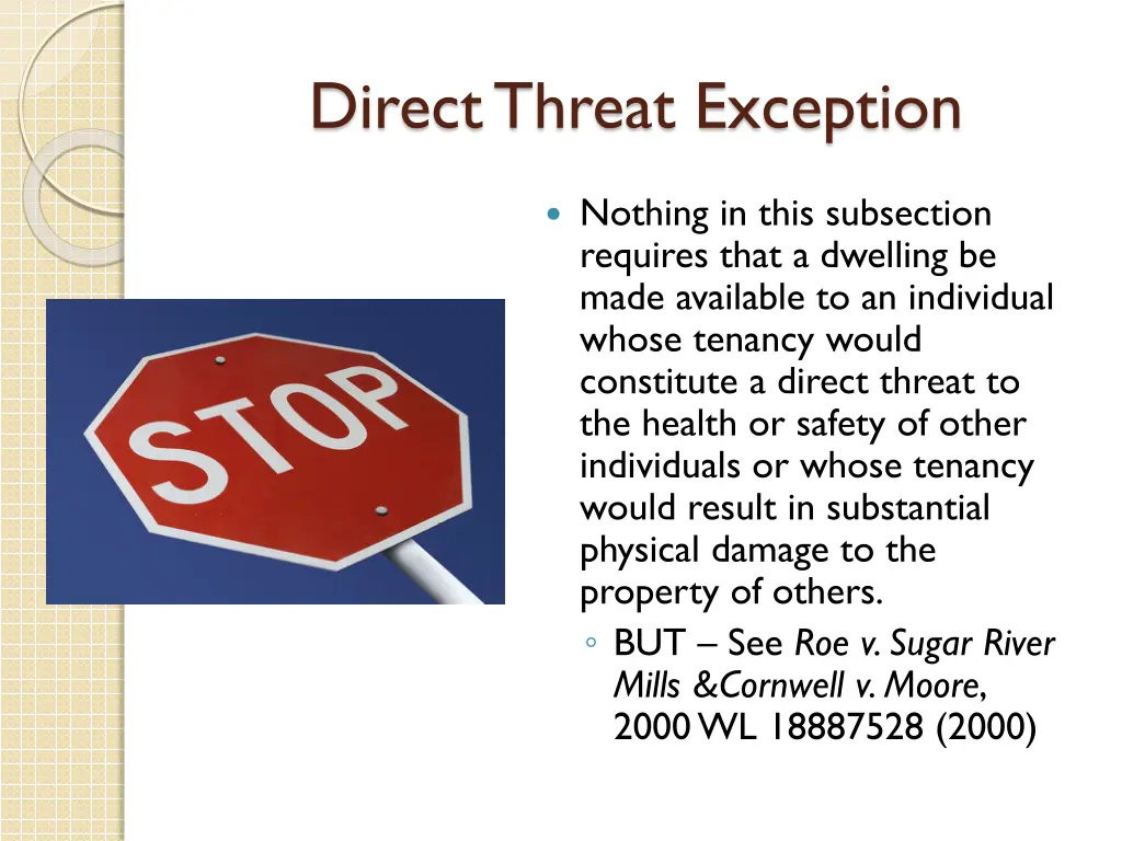 direct threat exception