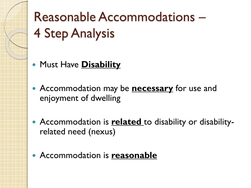 reasonable accommodations 4 step analysis 1