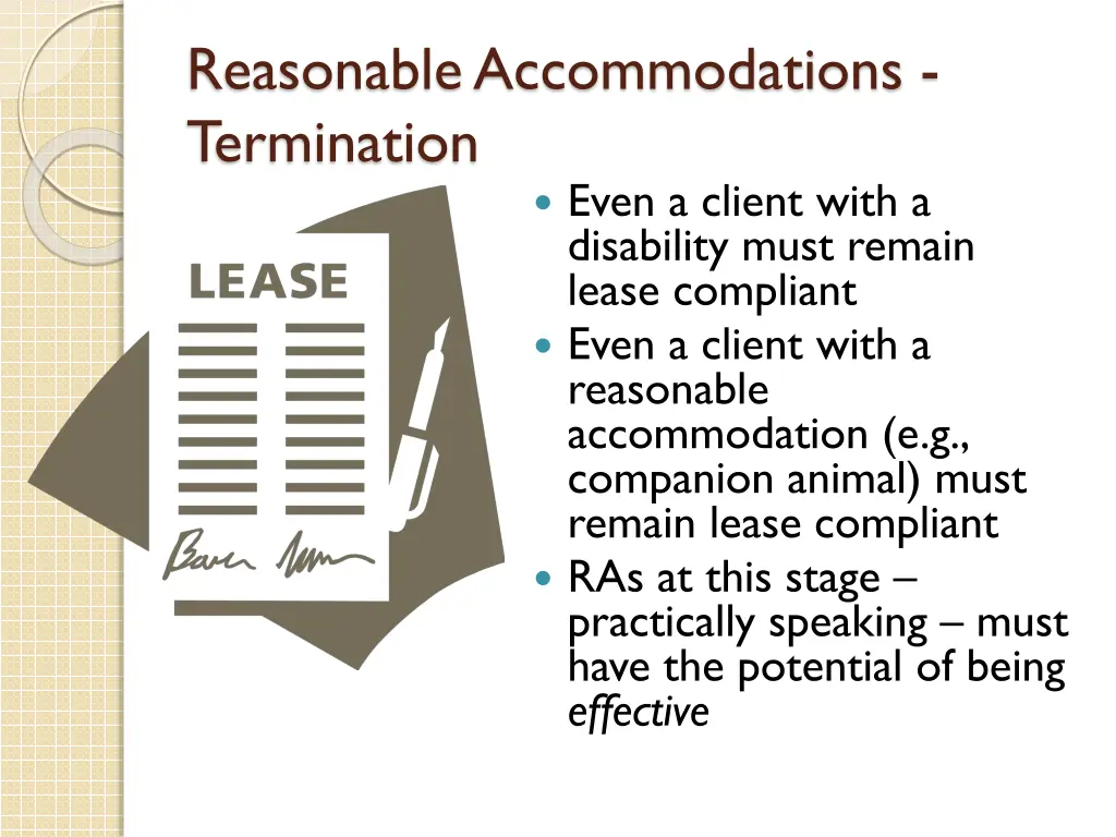 reasonable accommodations termination