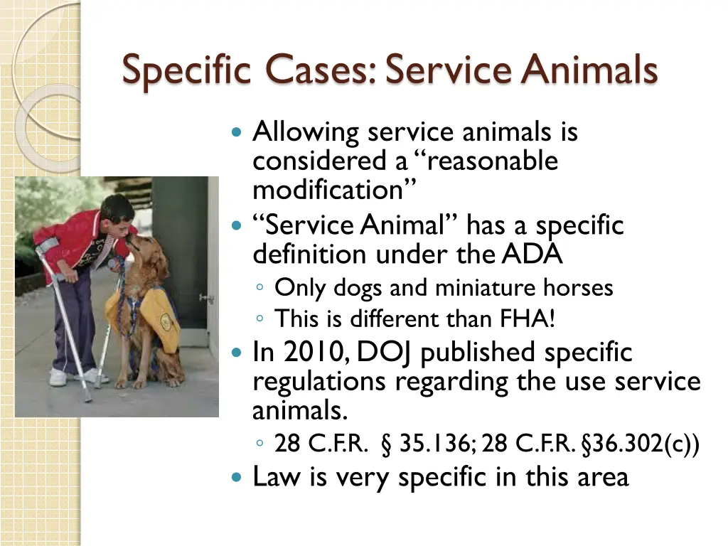 specific cases service animals