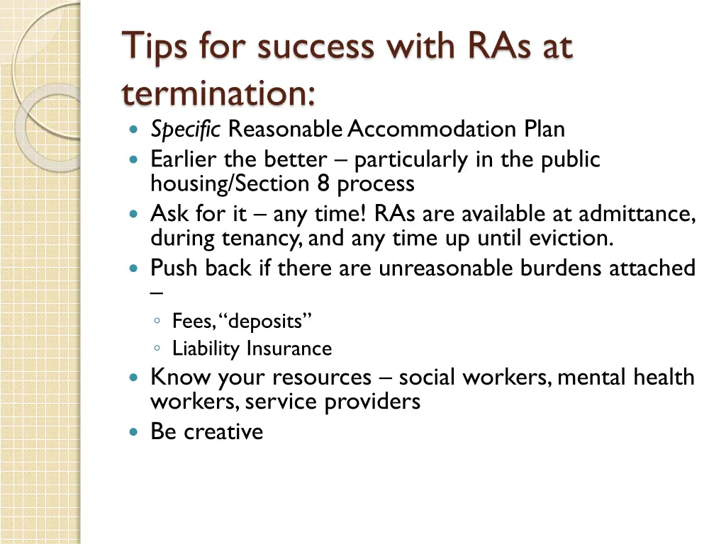 tips for success with ras at termination specific