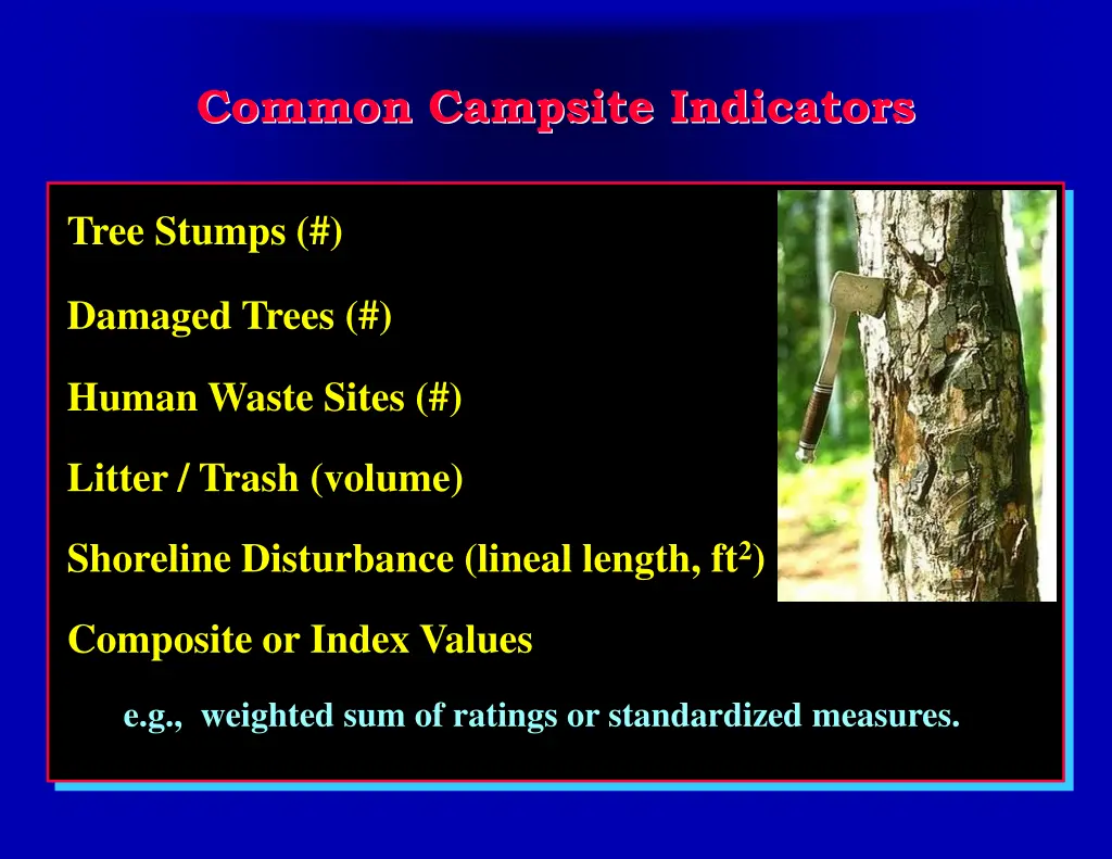 common campsite indicators 2