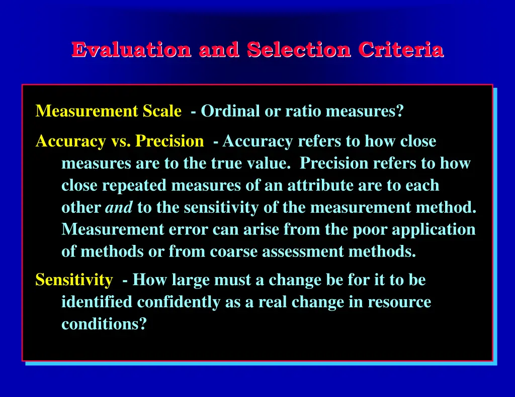 evaluation and selection criteria 1