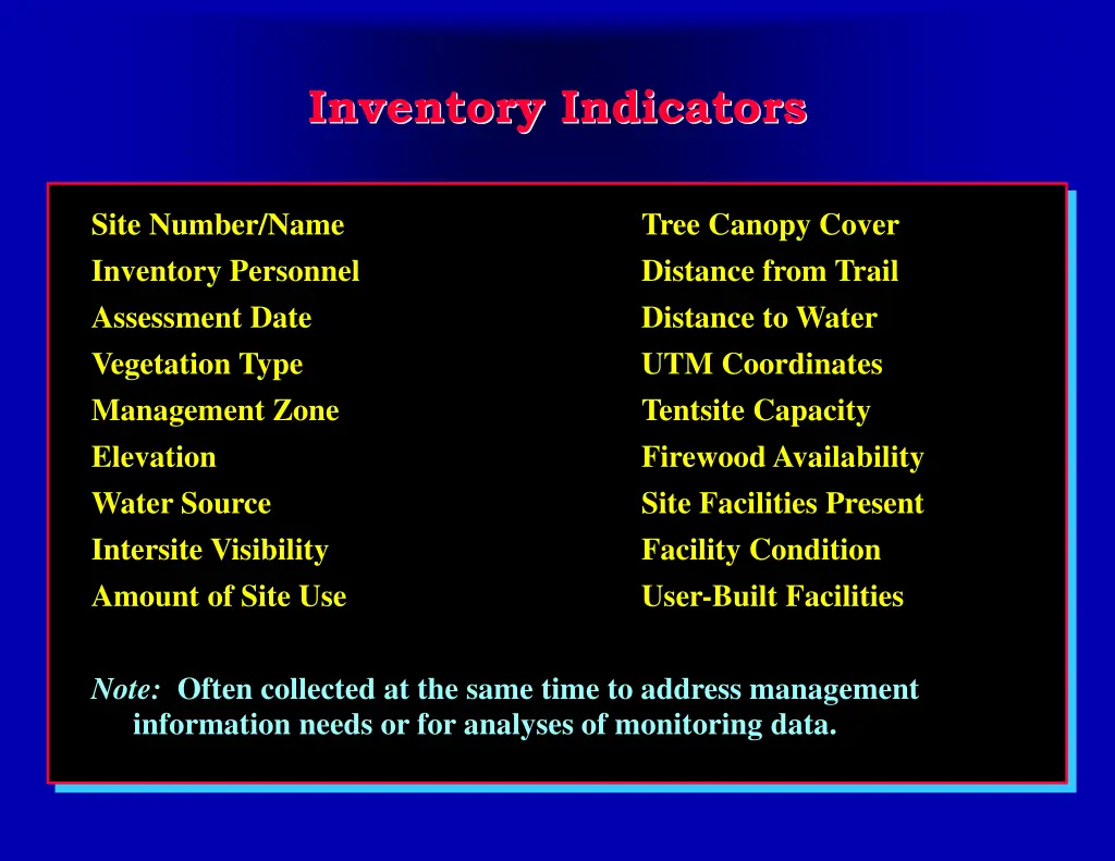 inventory indicators