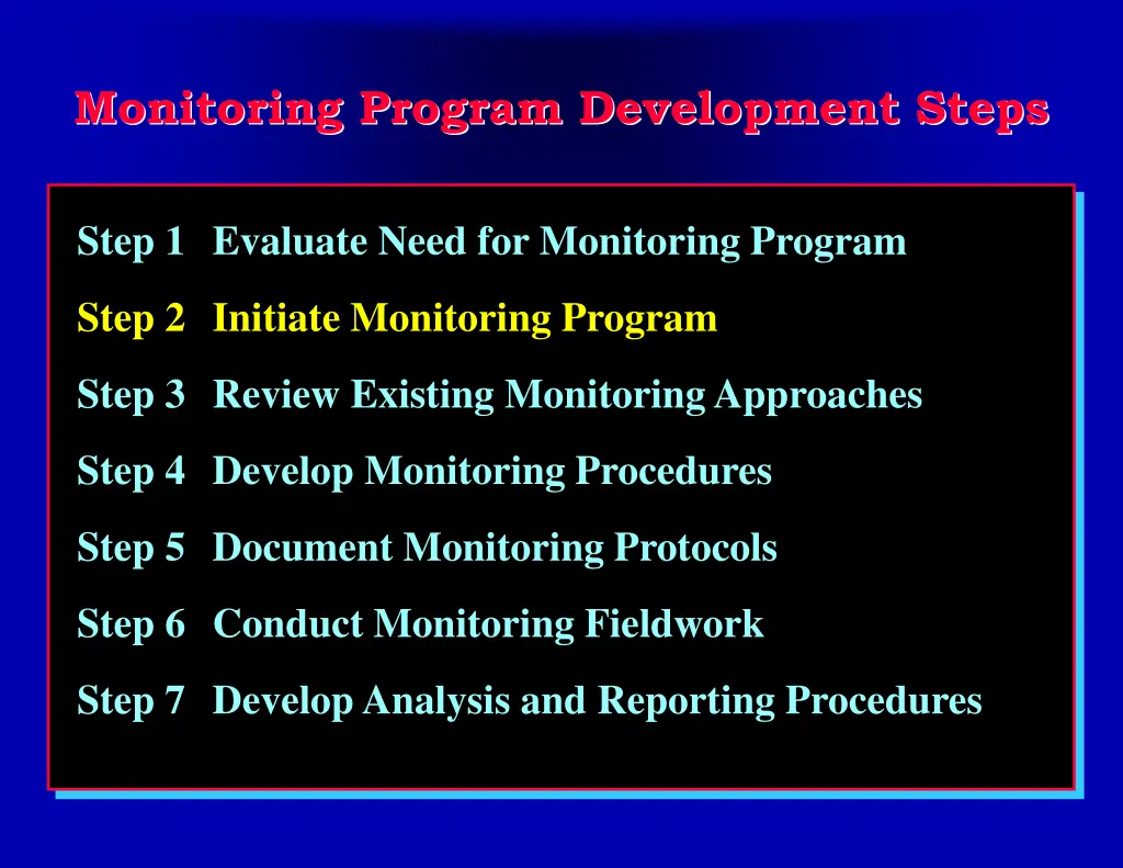 monitoring program development steps 2