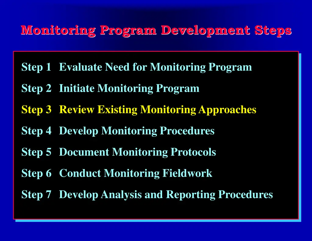 monitoring program development steps 3