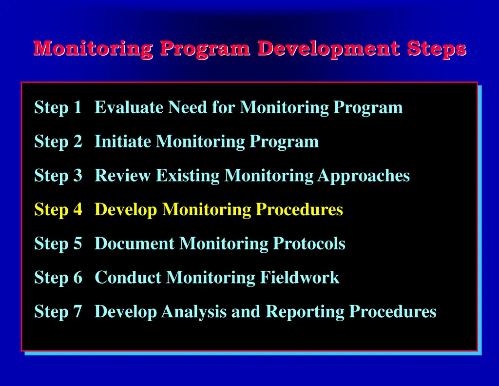 monitoring program development steps 4