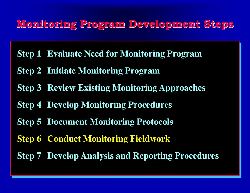 monitoring program development steps 6