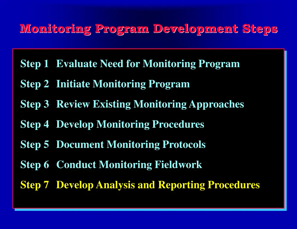 monitoring program development steps 7