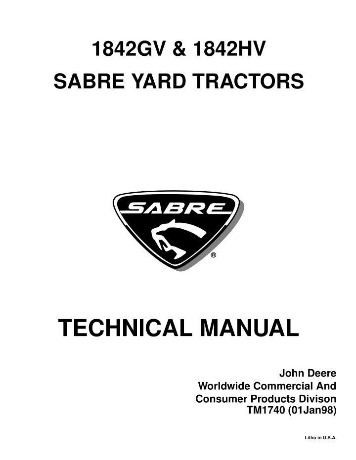 1842gv 1842hv sabre yard tractors