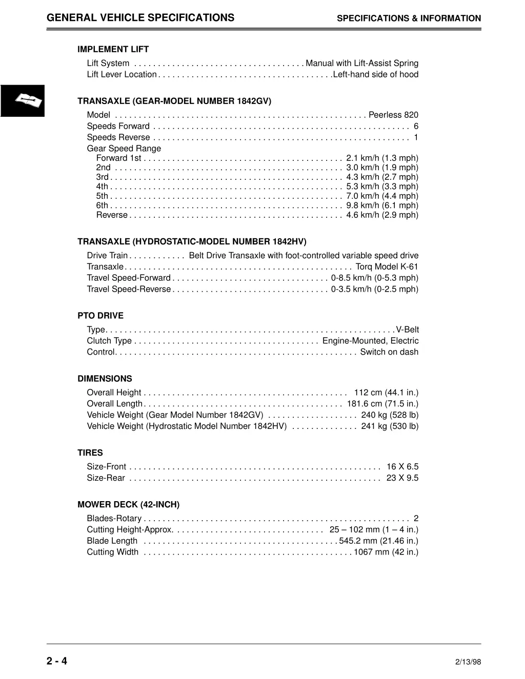 general vehicle specifications 1