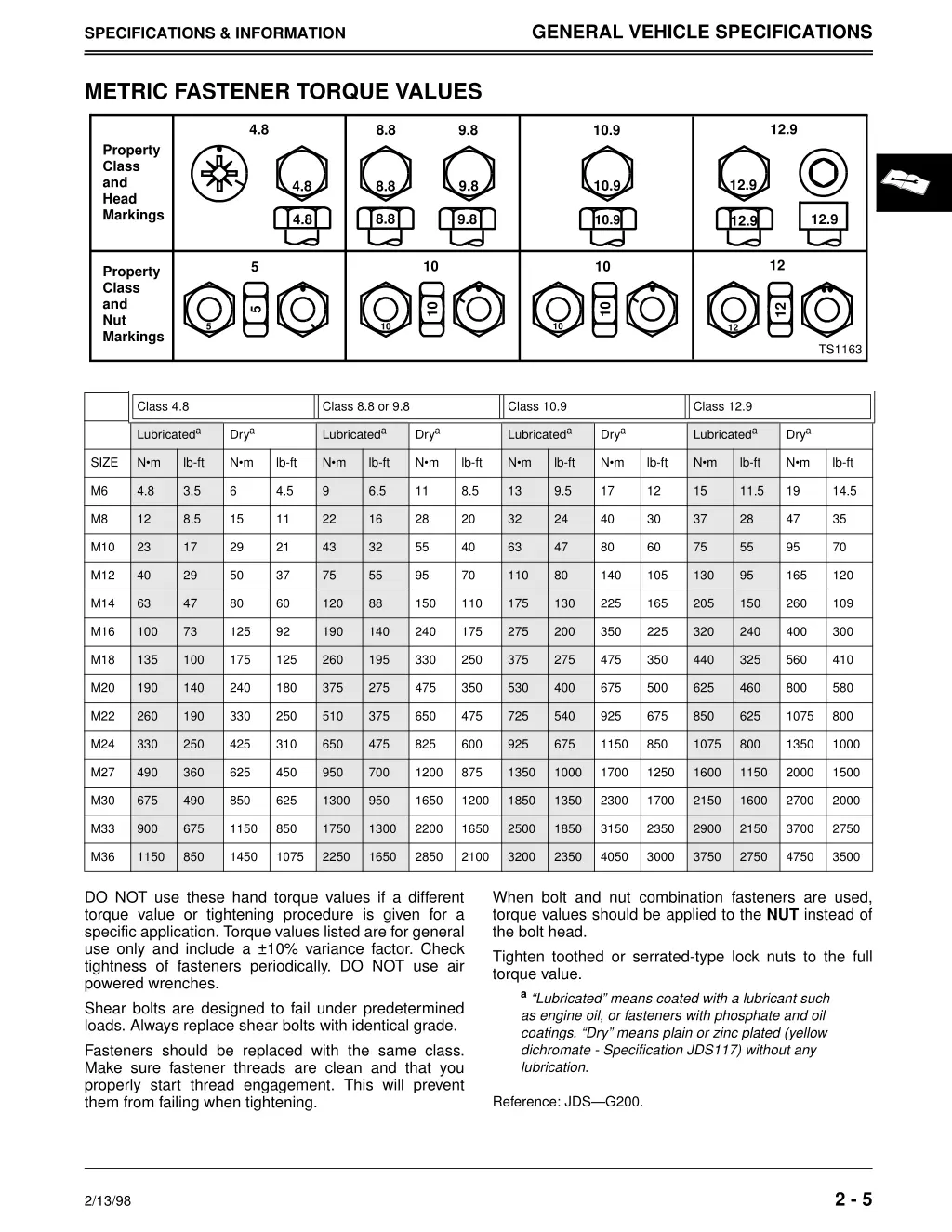 general vehicle specifications 2