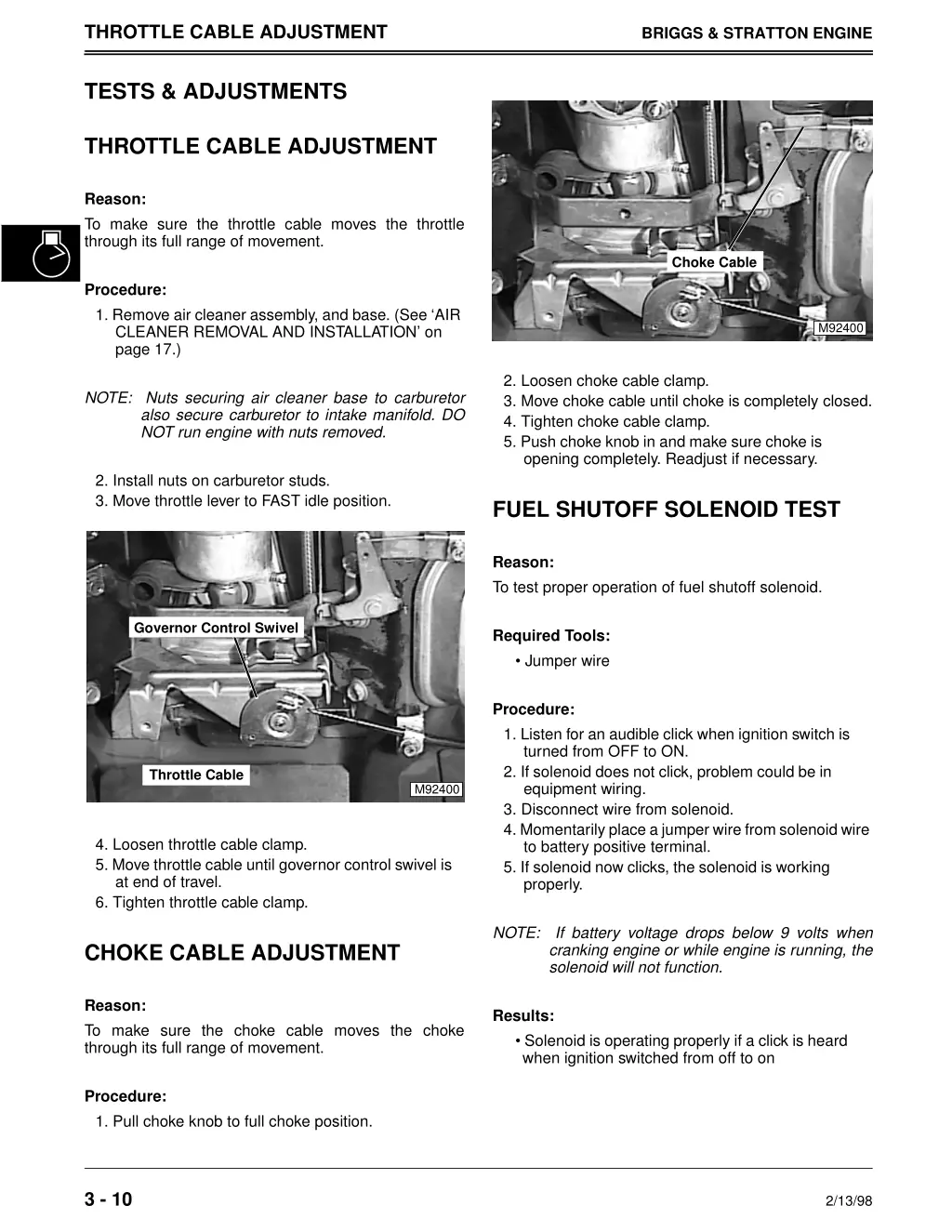 throttle cable adjustment