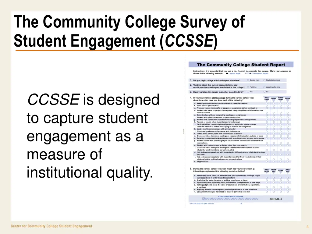 the community college survey of student