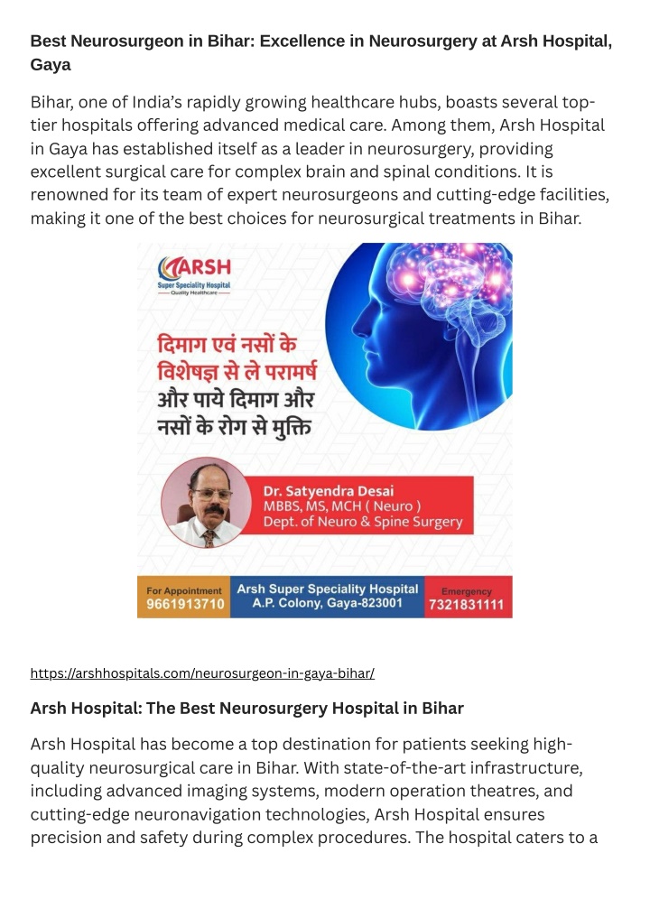 best neurosurgeon in bihar excellence