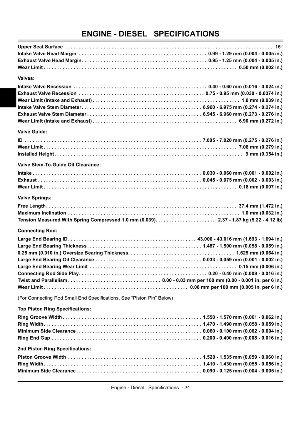 engine diesel specifications 1